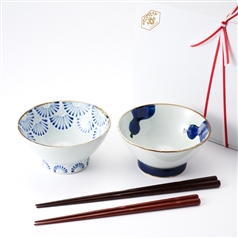 AKOMEYA TOKYO/ くらわんか飯碗&江戸唐木箸　ペアセット
