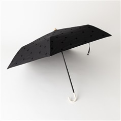 AKOMEYA TOKYO/ドット刺繍日傘　折傘　ラタンハンドル　ブラック