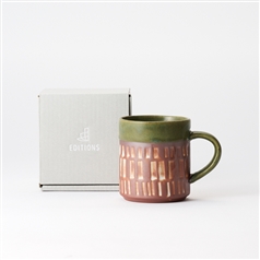 マグカップ しかく 緑 かしわ窯