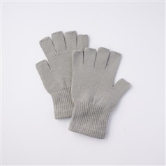 絹屋/ 極暖指先開き ハンドウォーマー 銀(銀): ファッション