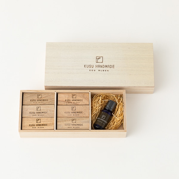 KUSU HANDMADE　エコブロック12個　カンフルオイル10ml　桐箱入り