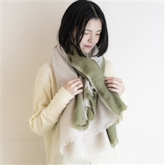 AKOMEYA TOKYO/ ウール2wayストール　グリーン×ベージュ