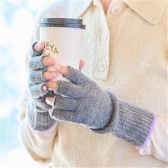 AKOMEYA TOKYO/ 発熱ニットグローブ　グレー×パープル