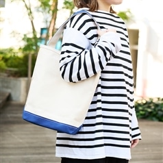 TEMBEA/ BAGUETTE TOTE SMALL  NATURAL×NAVY