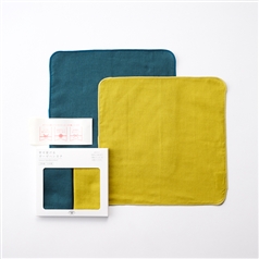 AKOMEYA TOKYO/ 幸せを届けるガーゼハンカチ 2枚組 抹茶×紺