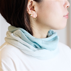AKOMEYA TOKYO/ シルク×コットン 2tone ネックカバー　サックス×ライトブルー