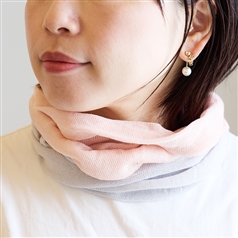 AKOMEYA TOKYO/ シルク×コットン 2tone ネックカバー　ライトグレー×ビスク