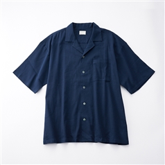 AKOMEYA TOKYO/ DRYストレッチ開襟シャツ　ネイビー