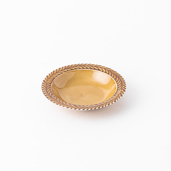 美濃焼陶器市ＡＫＭ－１７　リーフモチーフリム深皿　ブラウン