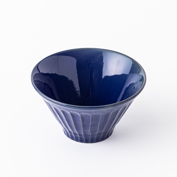 美濃焼陶器市ＡＫＭ－１３７　しのぎ大鉢　ネイビー