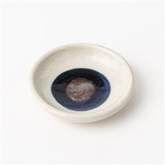 美濃焼/豆皿　２－３０２　青丸紋中茶