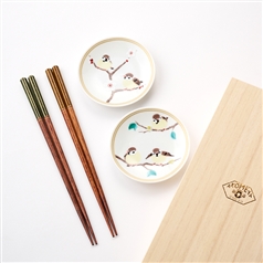 AKOMEYA TOKYO/ 九谷焼豆皿×若狭塗箸 ギフトセット