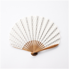 AKOMEYA TOKYO/ 色とりどりシェル扇子 水玉レース ホワイト×ブルー