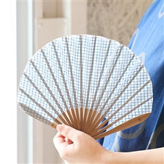 AKOMEYA TOKYO/ 色とりどりシェル扇子 シアーチェック ブルー