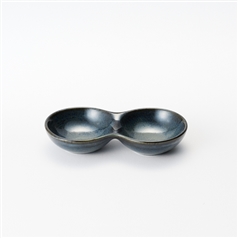 AKOMEYA TOKYO/ 仕切り薬味皿 二連 黒うのふ