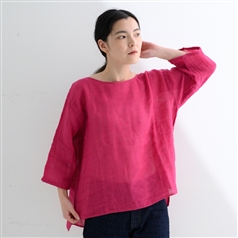 AKOMEYA TOKYO/ ゆったりボートネックシャツ ピンク