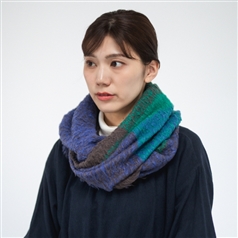 AKOMEYA TOKYO/工房織座 BRUSHED COTTON SNOOD ブルー×グリーン