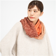 AKOMEYA TOKYO/工房織座 BRUSHED COTTON SNOOD ブラウン×オレンジ
