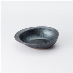 AKOMEYA TOKYO/ 信楽焼 楕円鉢 黒銀彩