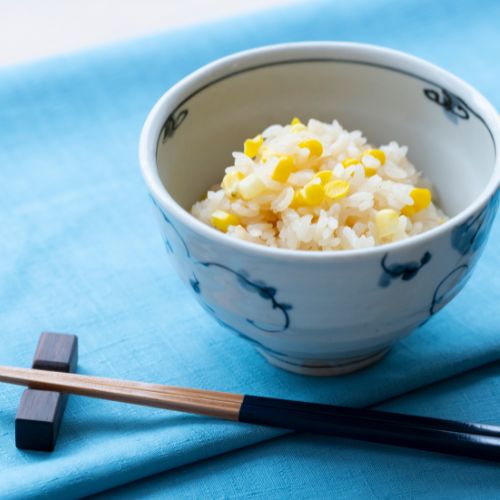 【帆立出汁】とうもろこしの出汁炊き込みごはん