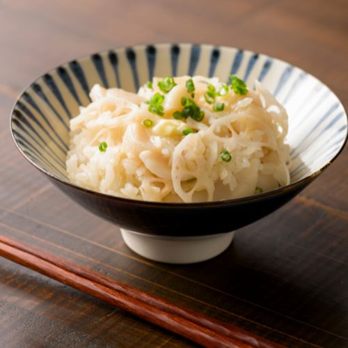 【海鮮出汁】帆立と蓮根の炊き込みごはん
