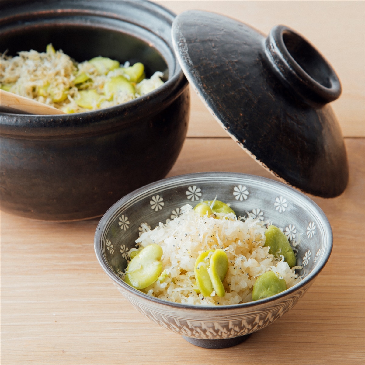 【野菜出汁】そら豆と揚げしらすの野菜出汁ごはん