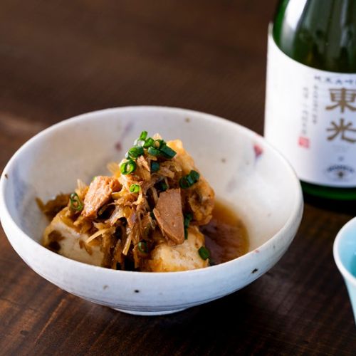 【鮪とねぎの生姜煮】鮪とねぎの生姜煮と厚揚げの焼き浸し