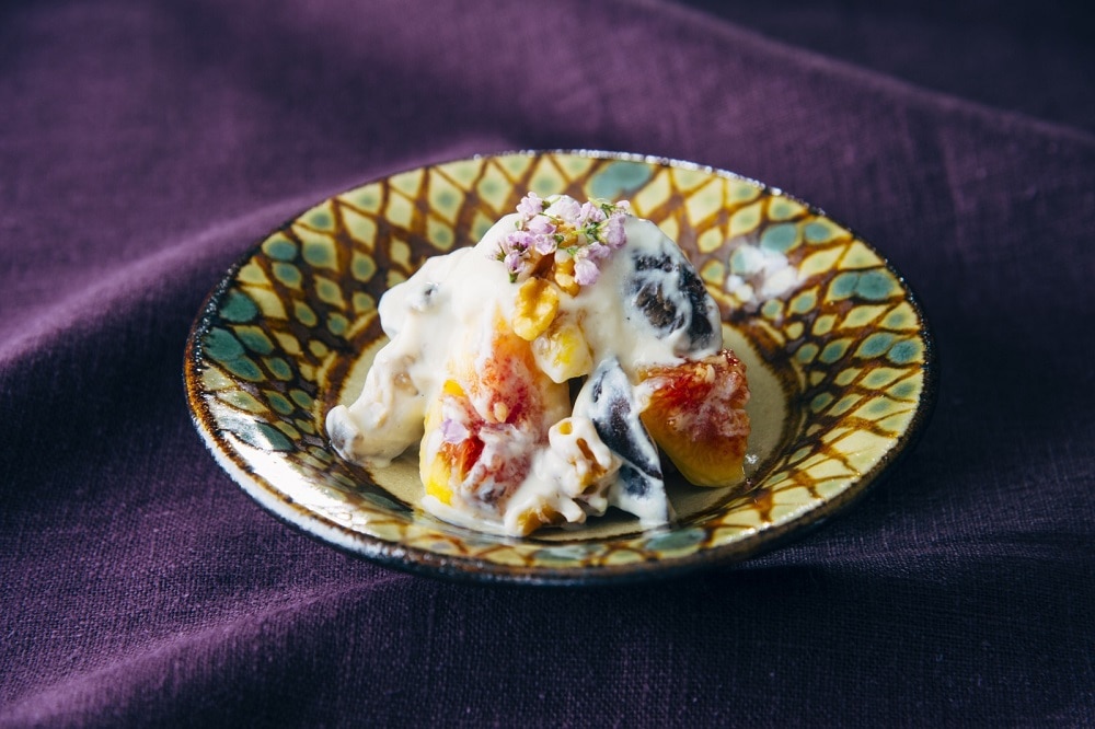 どんこ椎茸出汁 いちじくと胡桃の白和え Akomeya Tokyo