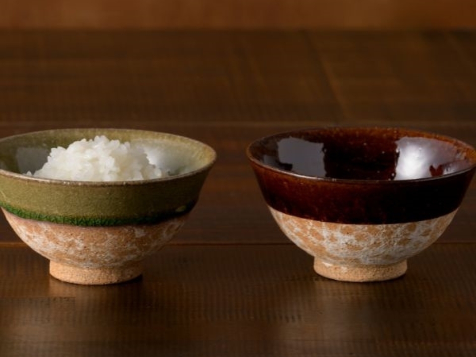 AAKOMEYA TOKYO/ 信楽焼　端反碗 飴釉・ビードロ釉
